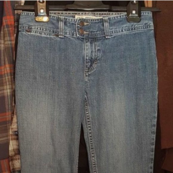 AMERICAN EAGLE ♡ Sweet Vintage Denim Slit Back Pockets Blue Jeans Size 2 Reg - Picture 14 of 15